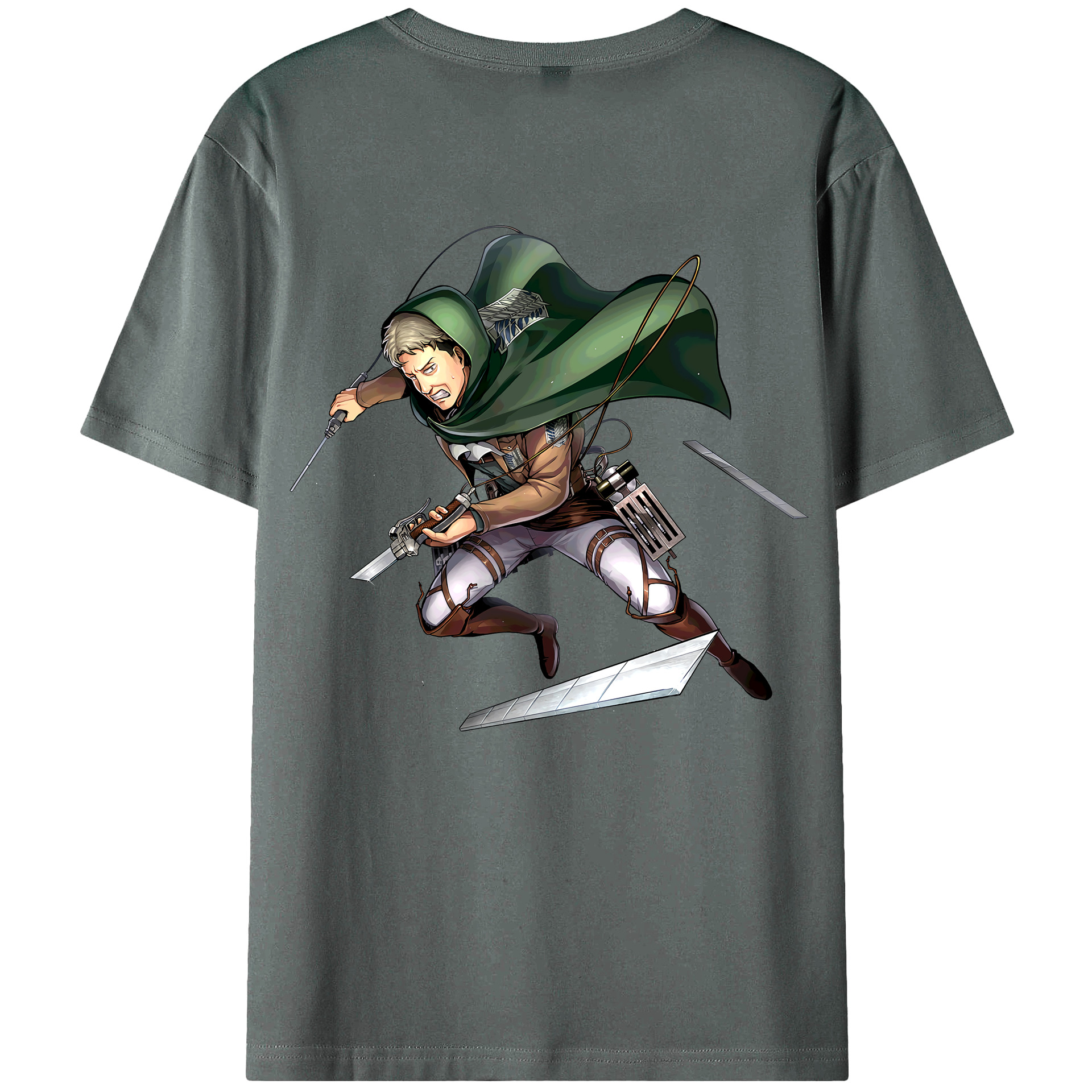 （画像用） 進撃の巨人 Attack on Titan 綿100％ メンズ半袖Tシャツ（バックプリント） 通気性